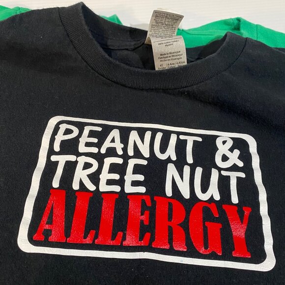 size 4/4T child/kids Peanut Tree Nut Allergy alert tee t-shirt lot of 3 boys/gir - Picture 6 of 8